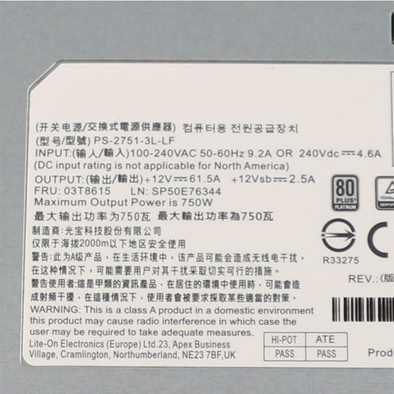 W 03T8615 PS-2751-3L-LF 750W P - đánh giá và giá Power Supply 650W