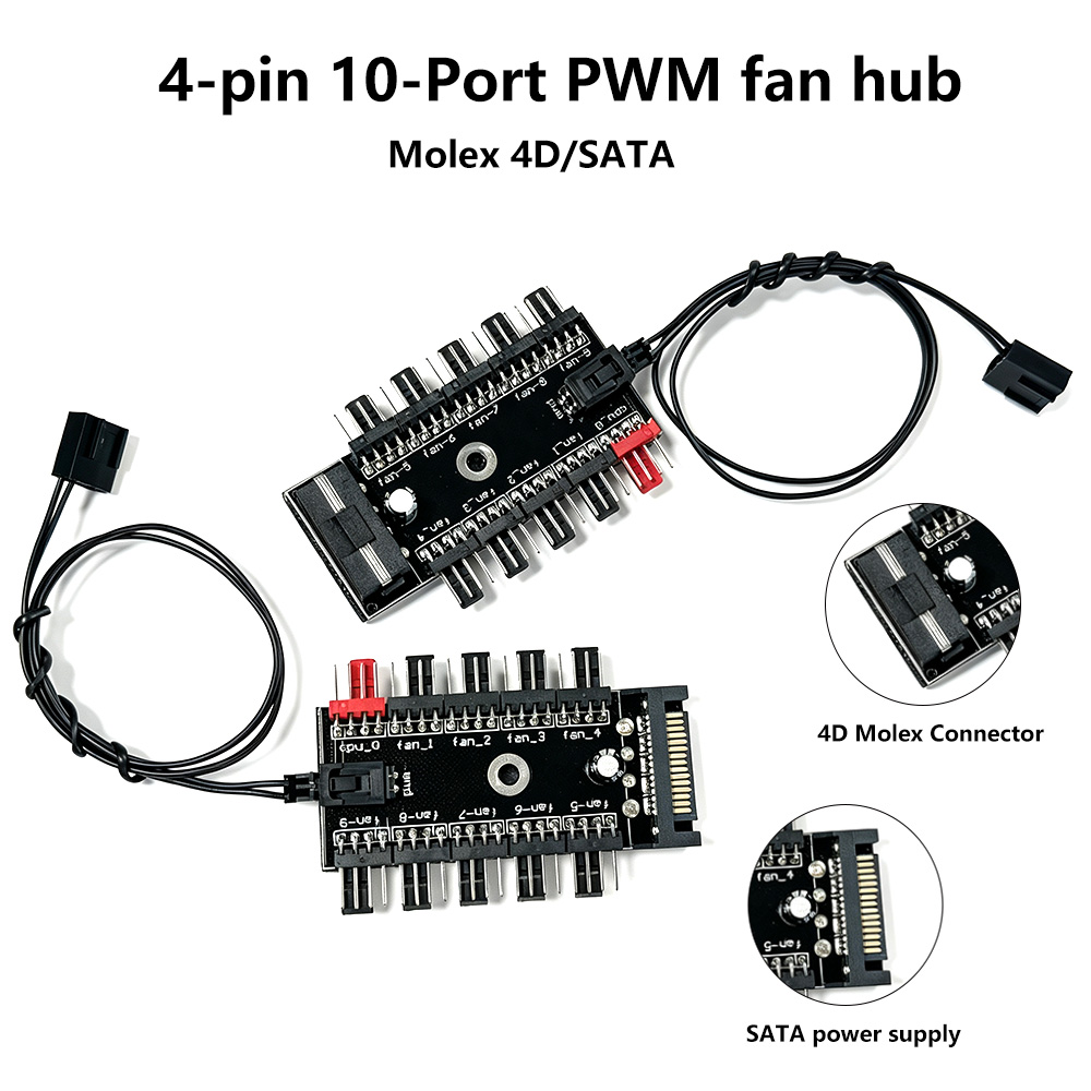 10-Port 4 Pin PWM Fan Hub Spli - đánh giá và giá Pc Power Supply